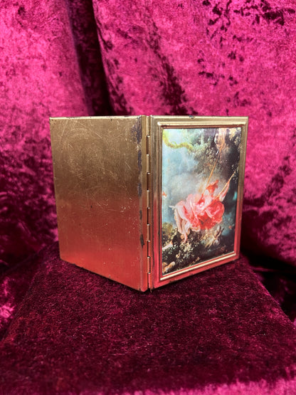 Vintage Metal Pocket Photo Album - The Swing by Fragonard Fabric Cover