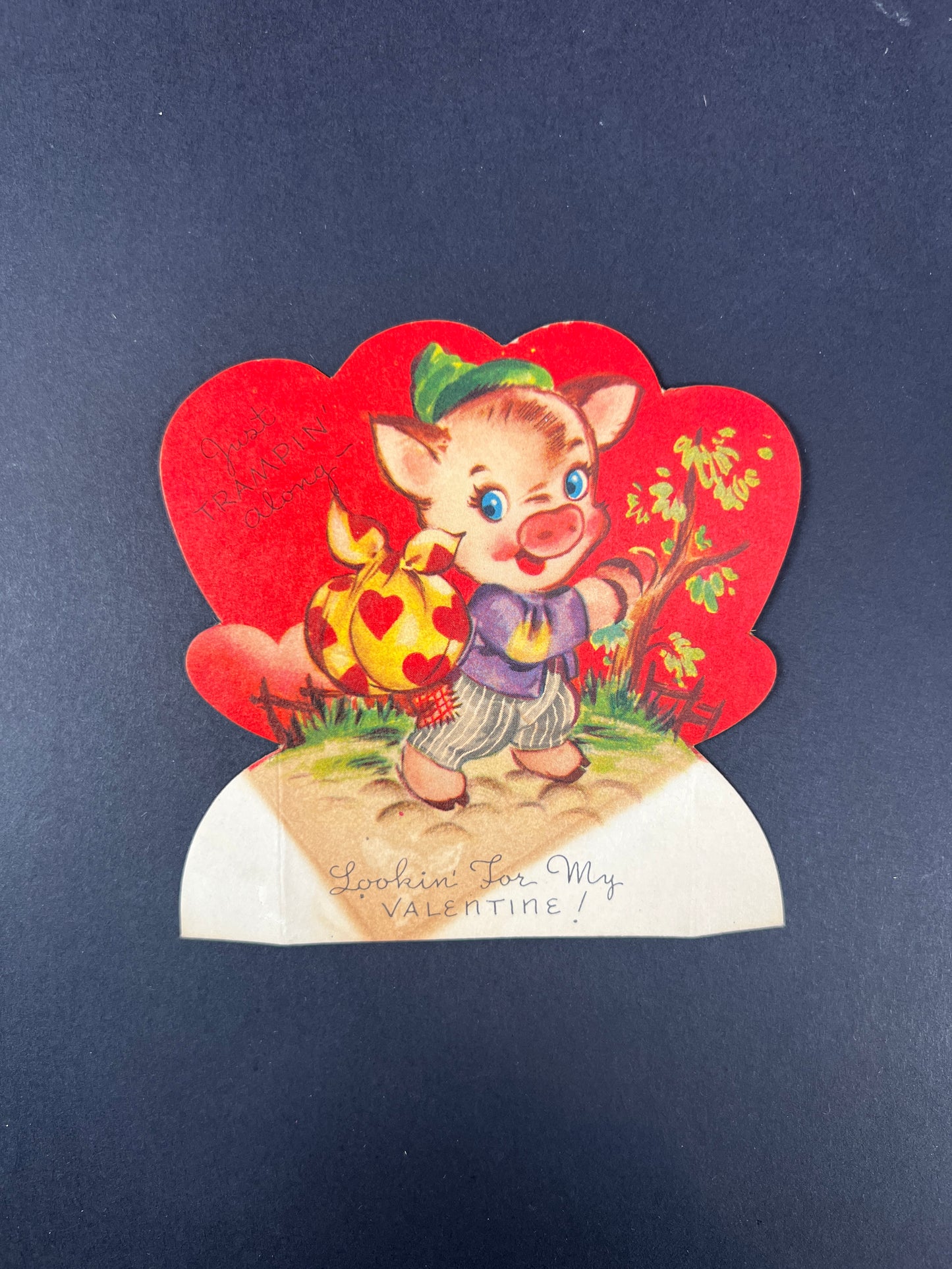 Vintage Ephemera - Valentine’s Day Card - Just Trampin’ Along - A-Meri-Card
