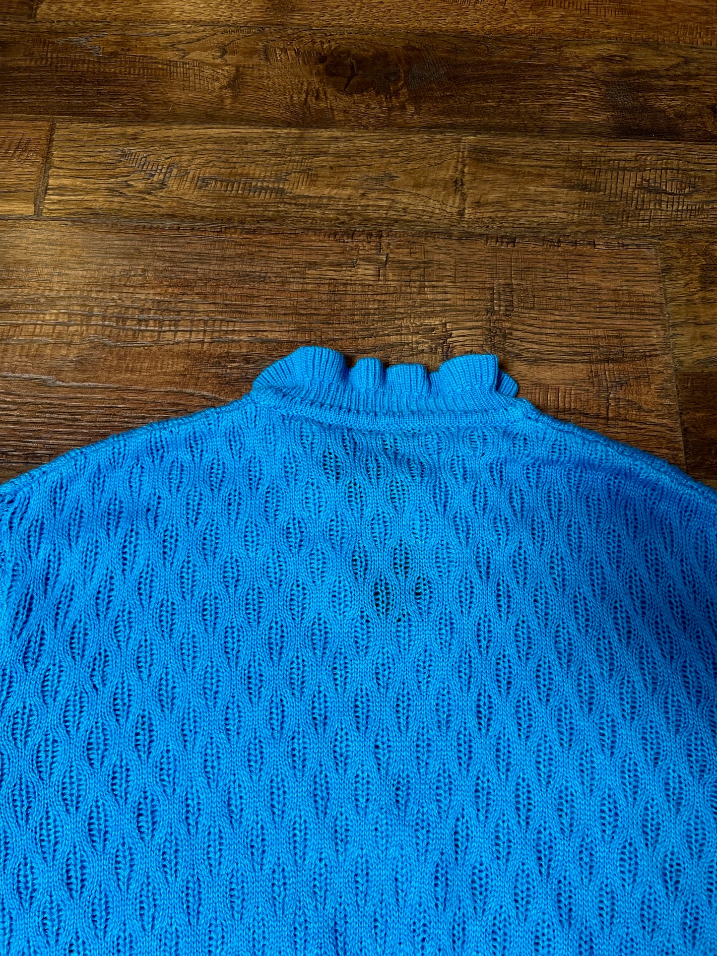 Vintage Gianni Benini Sweater - Robin's Egg Blue Open Knit Tie Neck Pullover - Medium