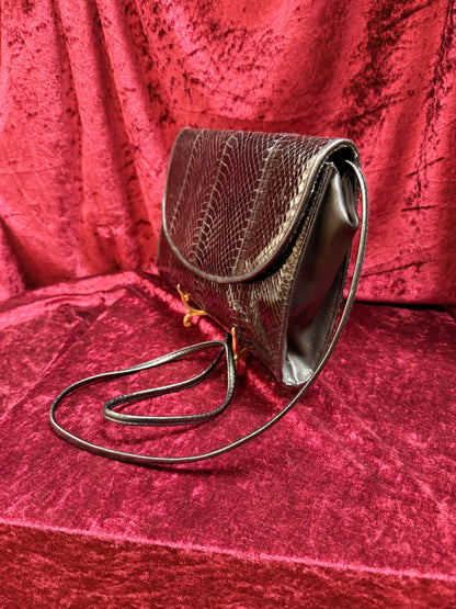 Vintage Accessories - Crossbody Evening Purse - Genuine Black Snakeskin - Jennifer Moore