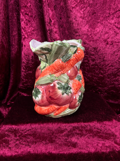 Vintage Ceramic Pitcher - Hand Painted 3D Vegetable Relief - World Bazaar Inc