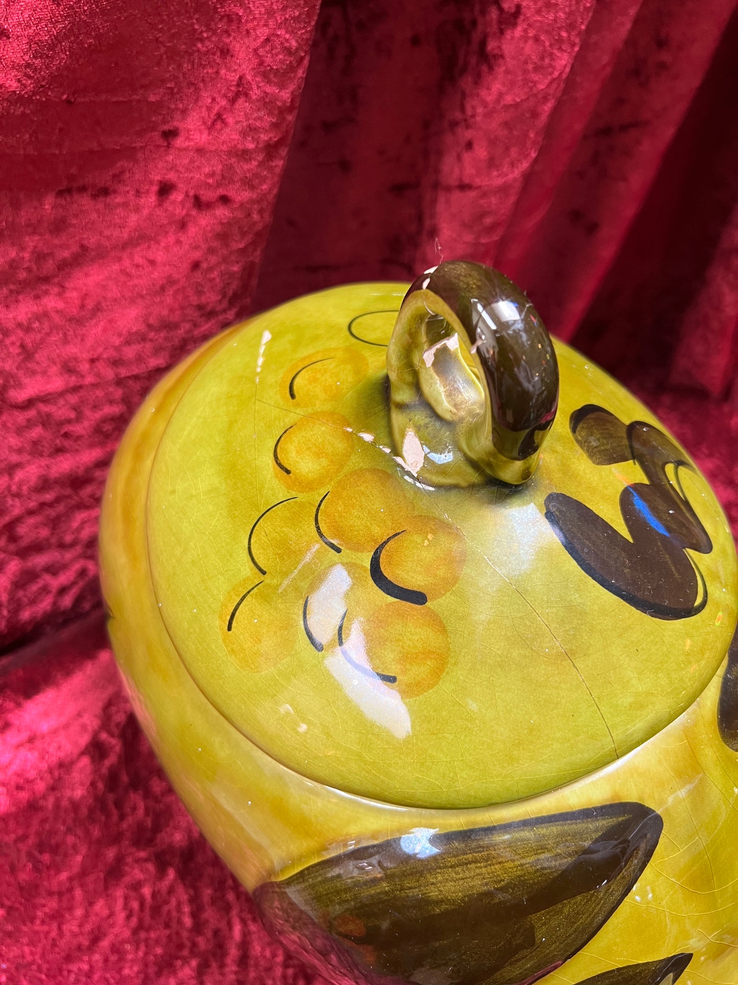 Vintage Kitchen - Ceramic Cookie Jar - Green Grinning Piggy - Los Angeles Pottery