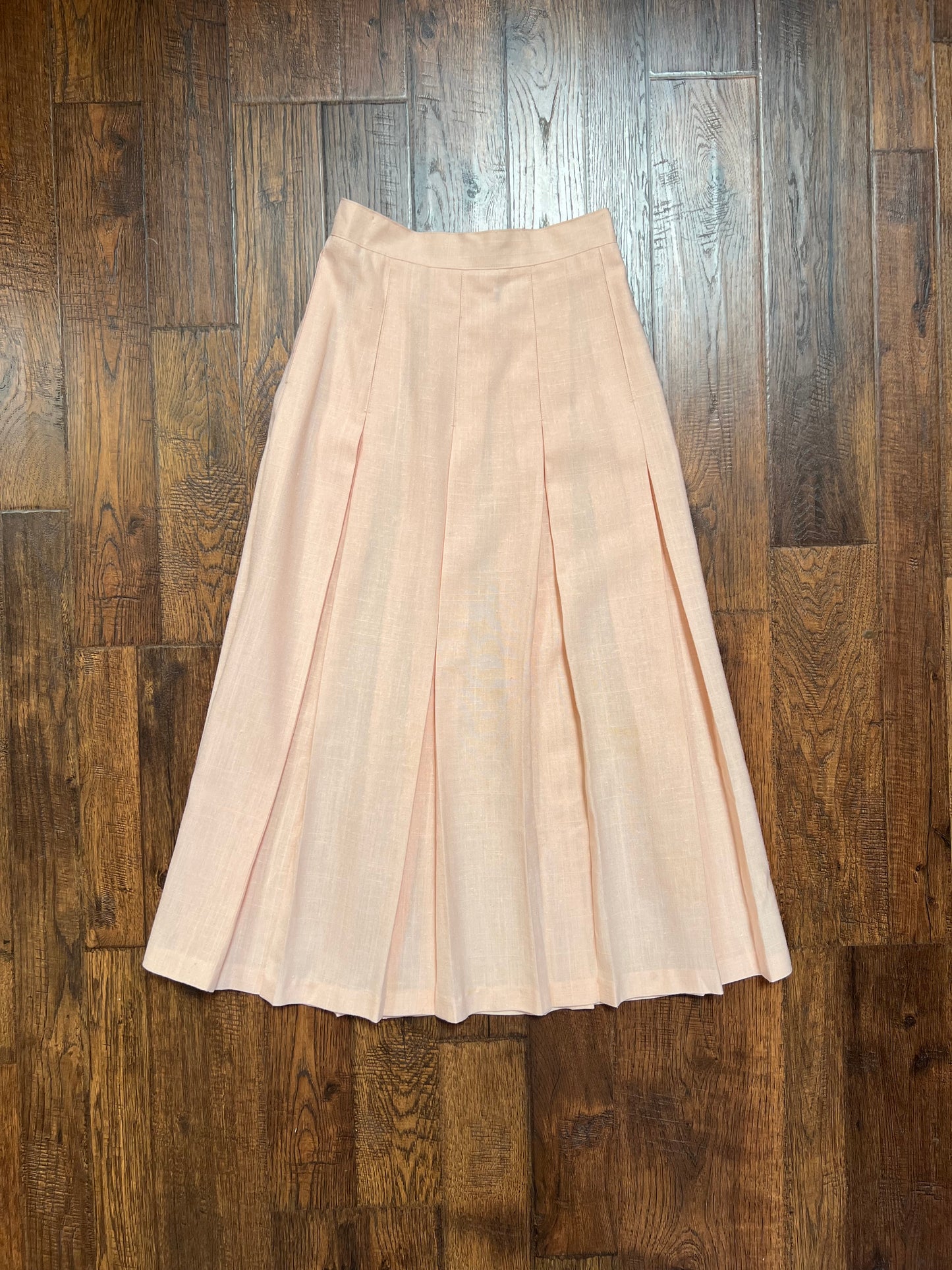 Vintage Clothing - A-Line Pleated Skirt - Peachy Pink - The Wyndham Collection - X-Small