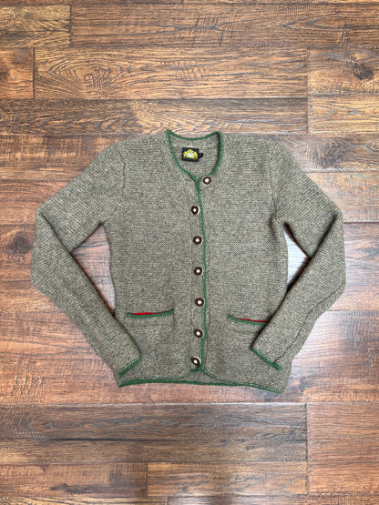 Vintage Clothing - Button Front Wool Cardigan - Brown, Green, and Red - X-Small - Hammerschmid