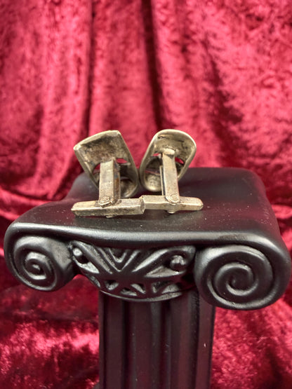 Vintage Accessories - Sterling Silver Cuff Links - Tragedy and Comedy Masks - Mexico