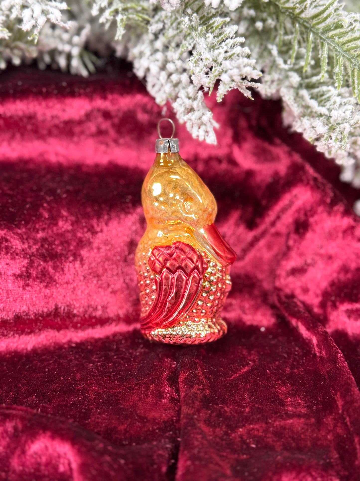 Vintage Christmas - Handblown Mercury Glass Ornament - Yellow Duck - West Germany