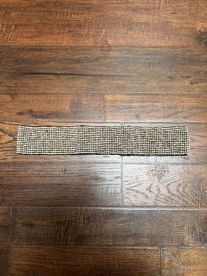 Vintage Style Accessories - Glass Seed Beaded Waist Belt with Wood Buckle - Sandy Beige - 31.5"