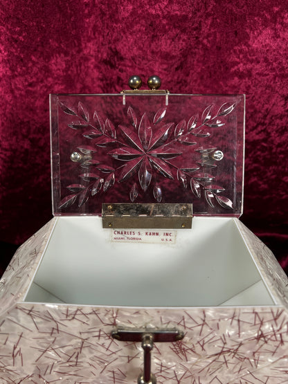 Vintage 1950s Lucite Box Purse – Charles S. Kahn Gold Confetti Clear Handbag