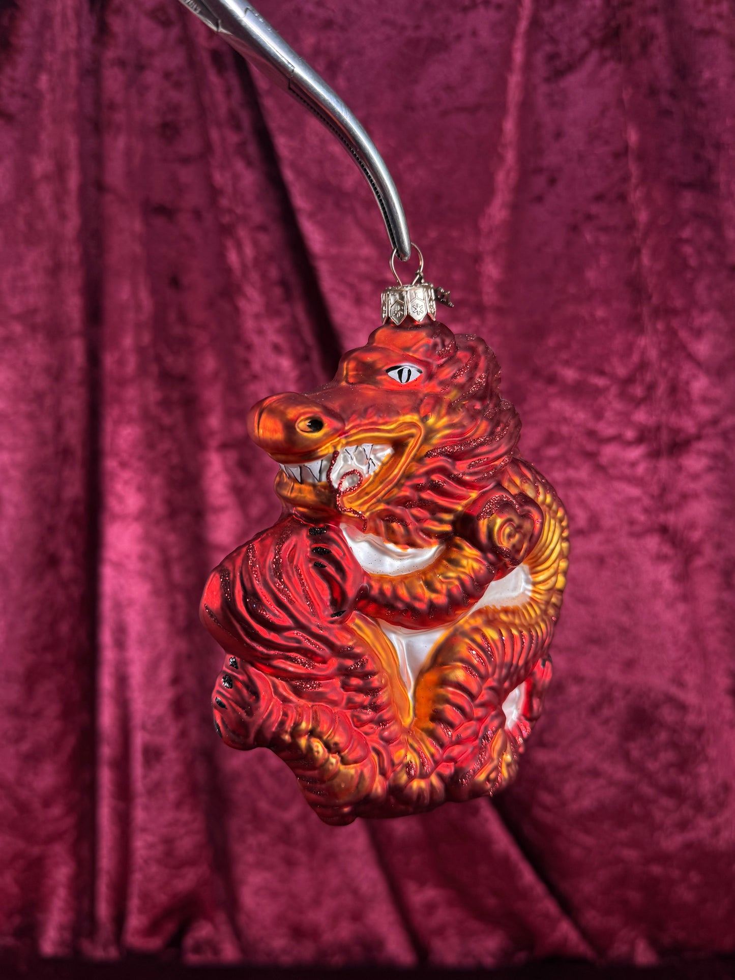 Vintage Christmas - Handblown Glass Ornament - Red Dragon - 2001 - Christmas World