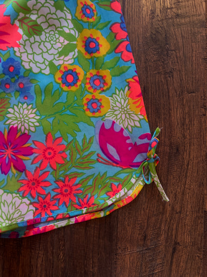 Vintage Handmade Slip Shorts - Psychedelic Floral Print - Small