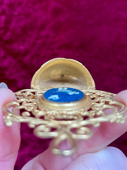 Vintage Religio - Miniature Holy Water Font - Millefiori Micro Mosaic of Two Doves - Italy