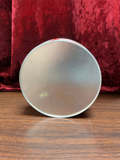 Vintage Christmas - Metal Storage Tin - White Poinsettias and Mistletoe