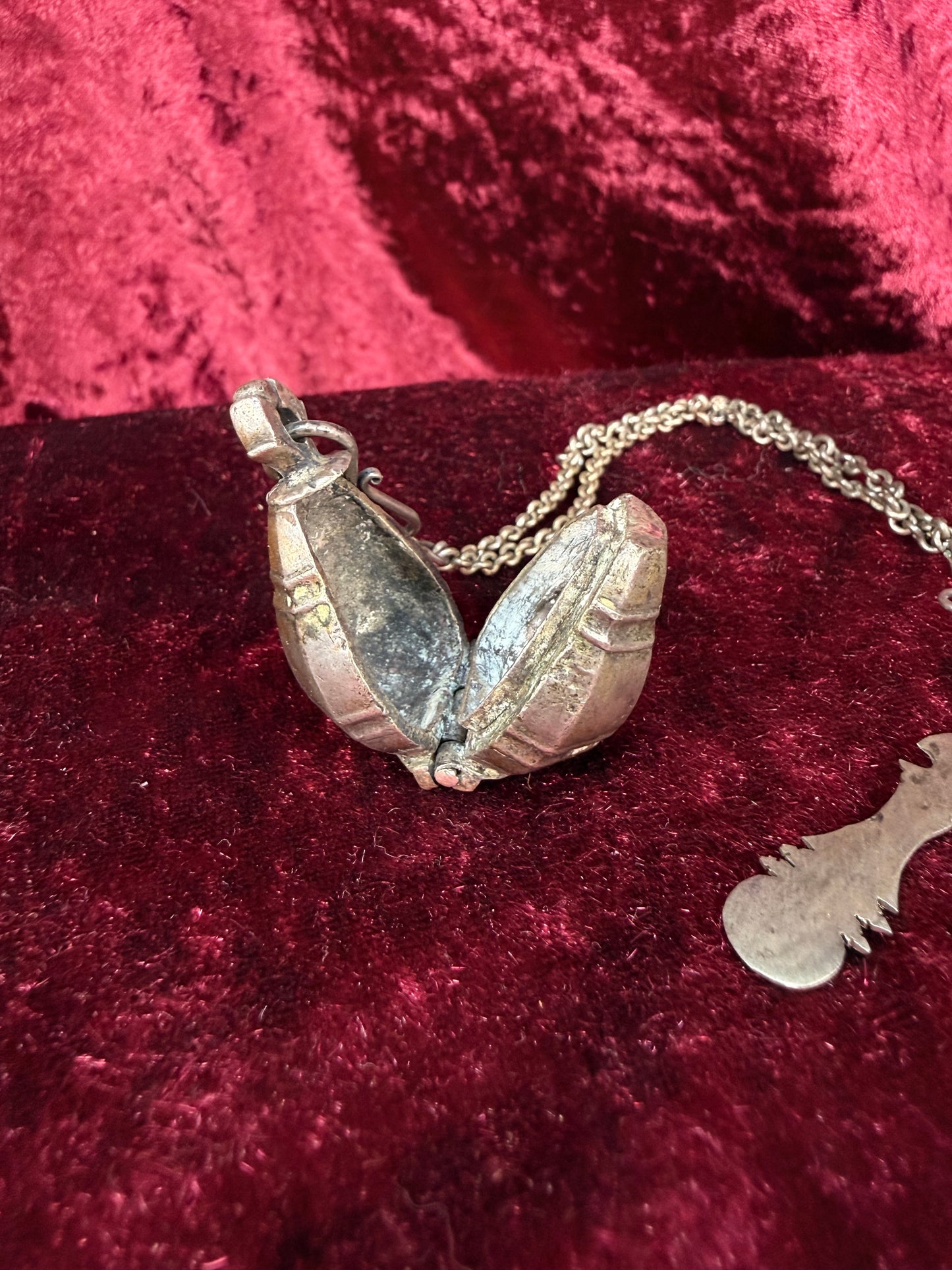 Antique Silver Opium Chatelaine – Flower Topped Picks with Locket Ball - Late Qing Dynasty