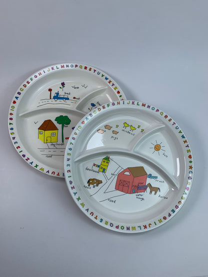 Vintage Kitchen - Melamine Divided Plate Set - Alphabet & Numbers - Anacapa