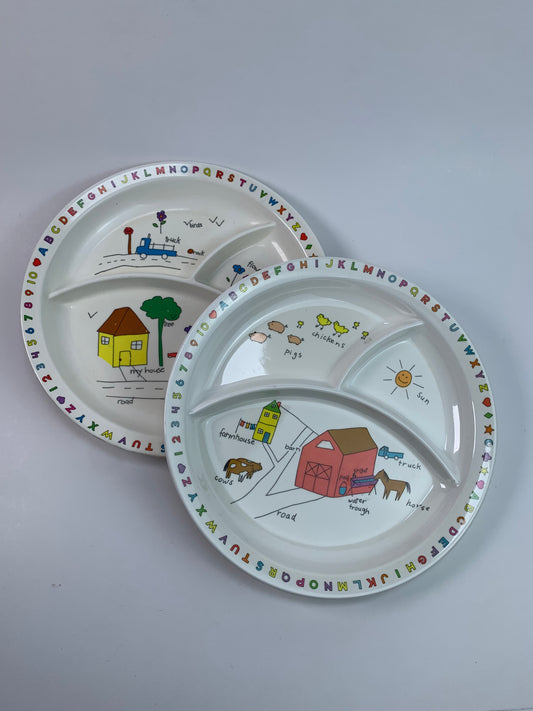 Vintage Kitchen - Melamine Divided Plate Set - Alphabet & Numbers - Anacapa