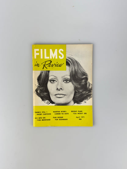 Films In Review Magazine - April 1971 - Sophia Loren in The Priest's Wife, Yves Montand, Martha Hyer