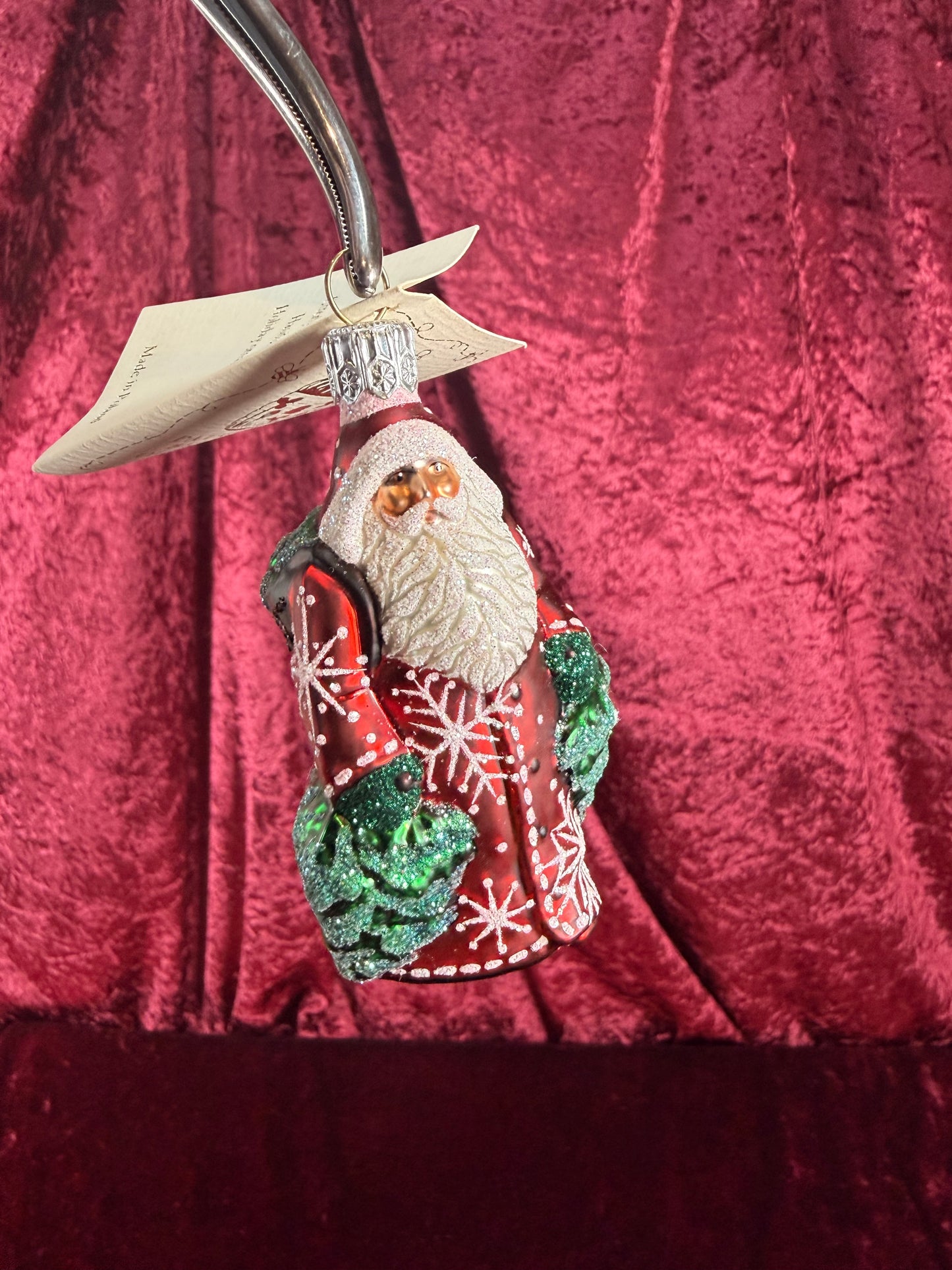 Vintage Christmas - Handblown Glass Ornament - Santa Claus Through The Woods - Patricia Breen - Poland