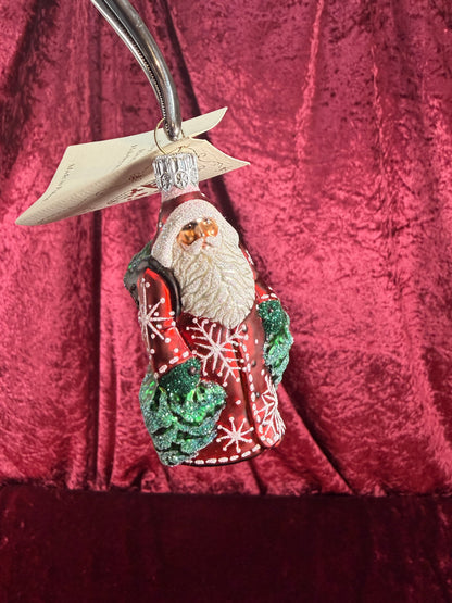 Vintage Christmas - Handblown Glass Ornament - Santa Claus Through The Woods - Patricia Breen - Poland
