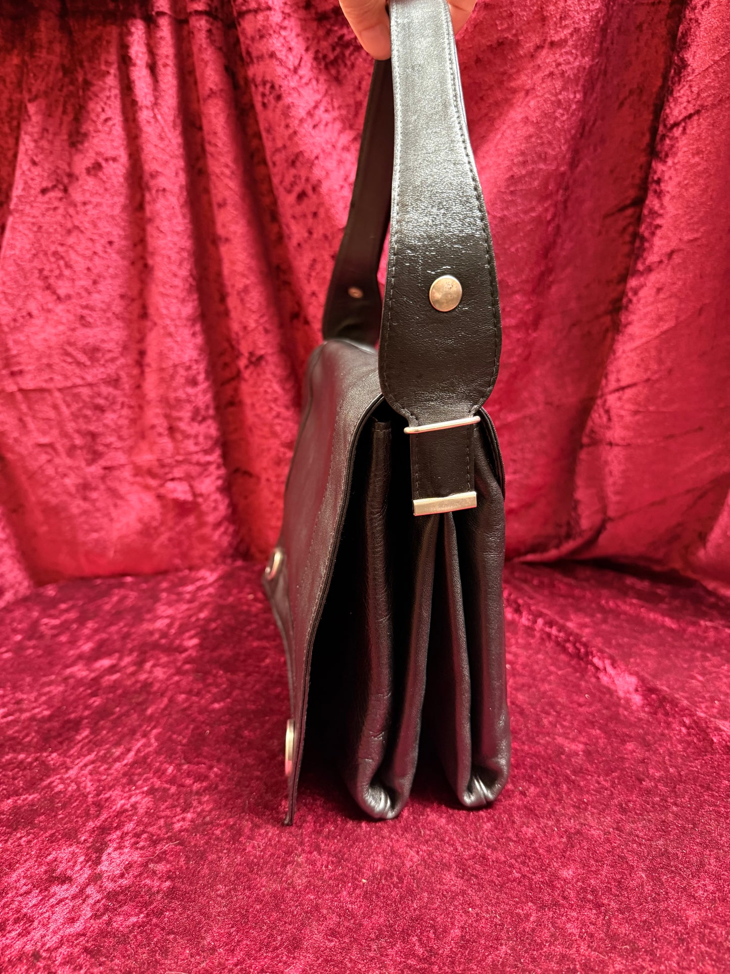 Vintage Accessories - Boscha Modell 1960s Black Leather Mod Shoulder Purse