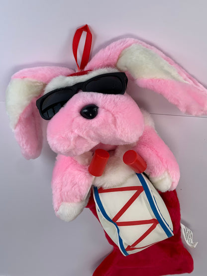 Vintage Christmas Decor - Energizer Buny Stocking - Pink Bunny Plush - 1993