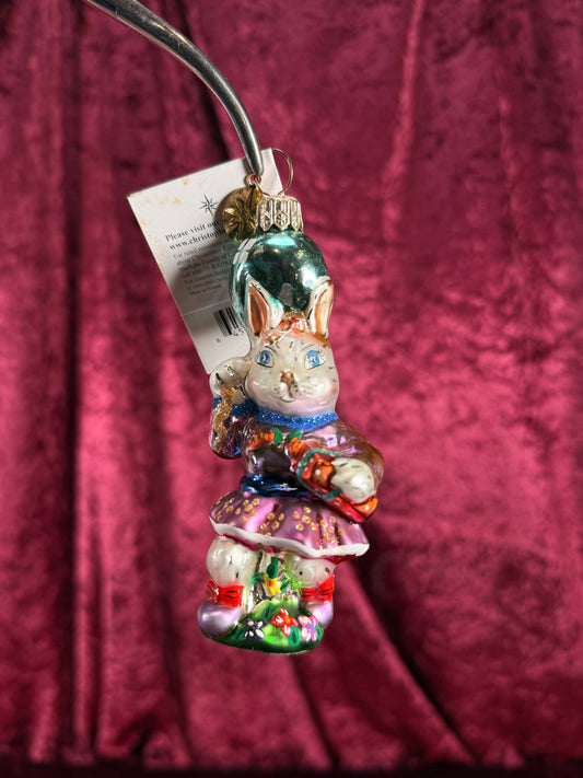 Vintage Christmas - Handblown Glass Ornament - Party Girl Bunny - 74C - Christopher Radko
