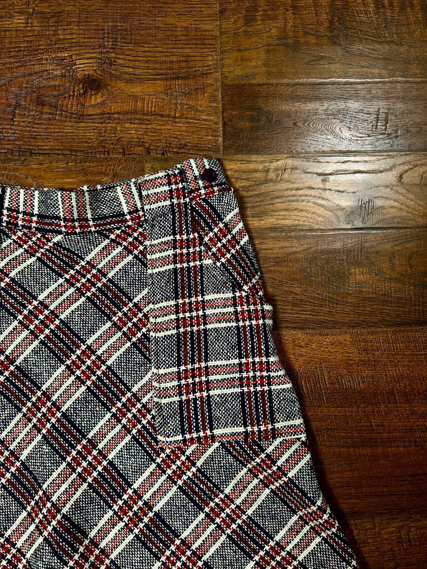 Vintage Wool Blend Plaid Skirt - Trousers Up Patch Pocket A-Line - Size Medium
