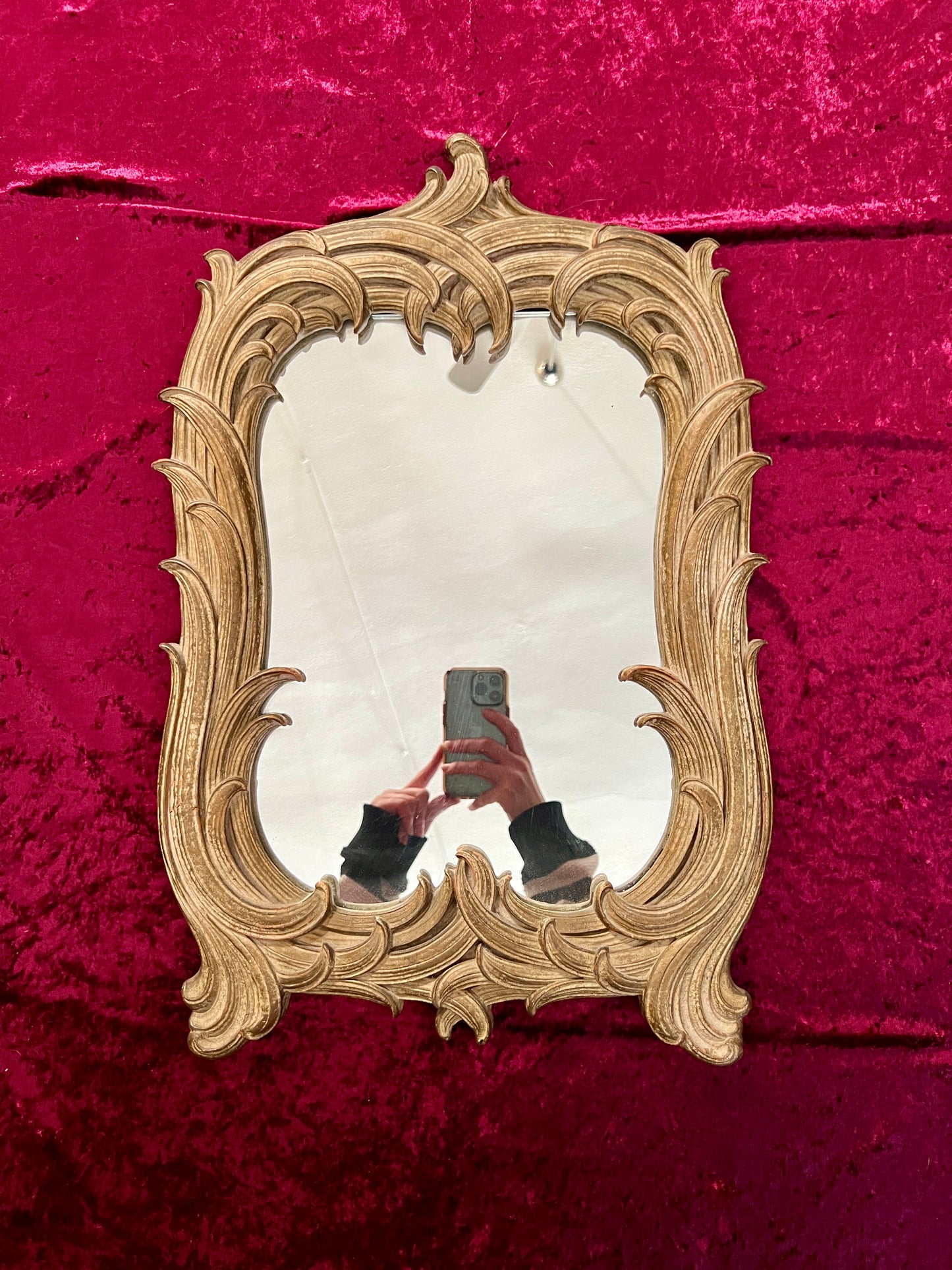 Vintage Syroco Wood Wall Mirror - Ornate Rococo Gold Hued Frame