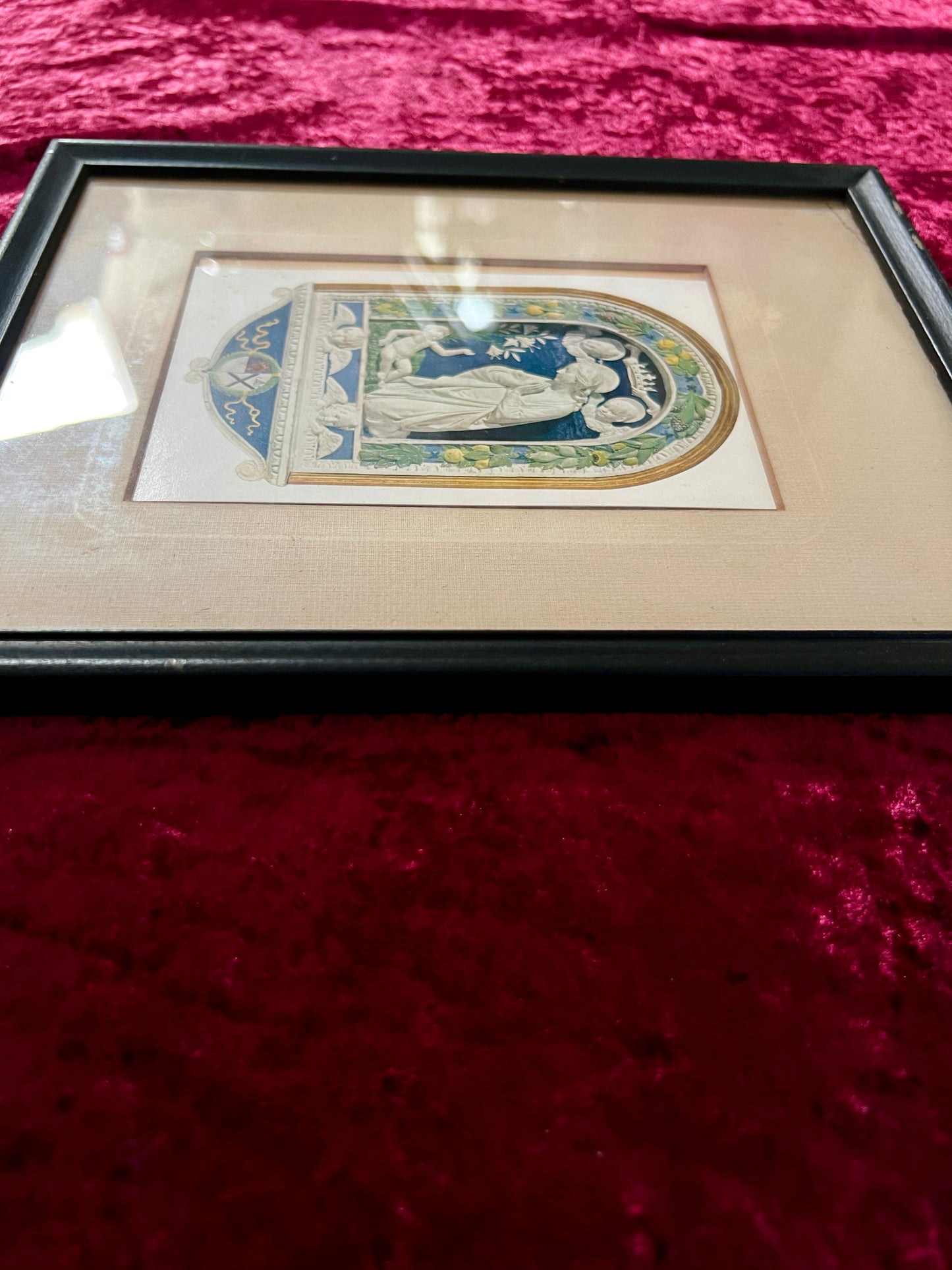 Vintage Framed Madonna and Child Print - Grecian Relief Classical Style