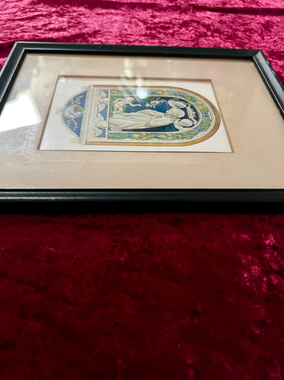 Vintage Framed Madonna and Child Print - Grecian Relief Classical Style