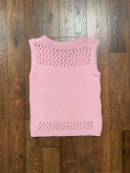 Vintage Clothing - Knit Pullover Sweater Vest - Baby Pink - Rosanna - Made In U.S.A. - Small