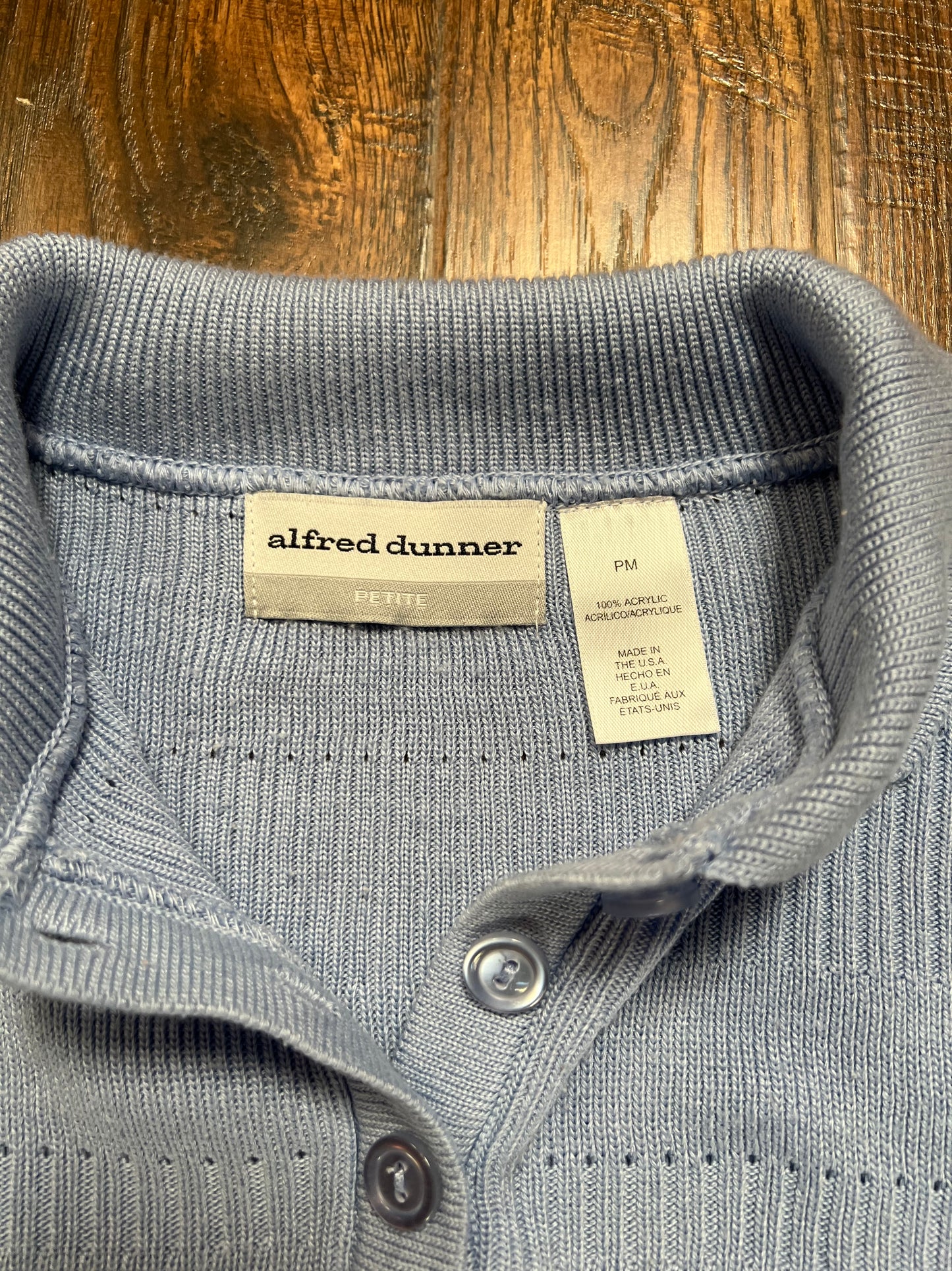 Vintage Clothing - Knit Polo Shirt - Baby Blue - Alfred Dunner Petite - Medium