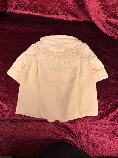 Vintage Silk Baby Capelet – Blush Pink Embroidered Lined Infant Coat