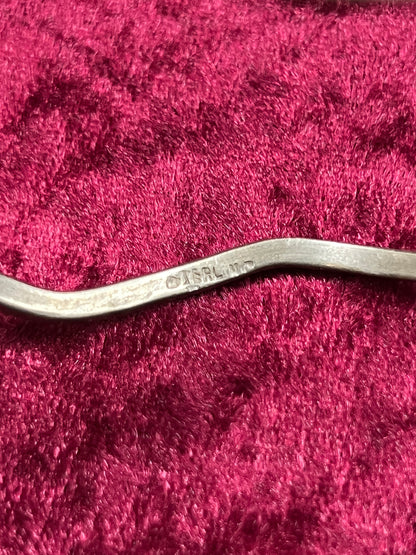 Vintage Jewelry - Curved Bangle Bracelet - Sterling Silver - Flower Stamps - Mexico