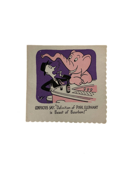 Vintage Cocktail Napkins - Confucius MCM - Illustrated Funny Kitsch - 1950s