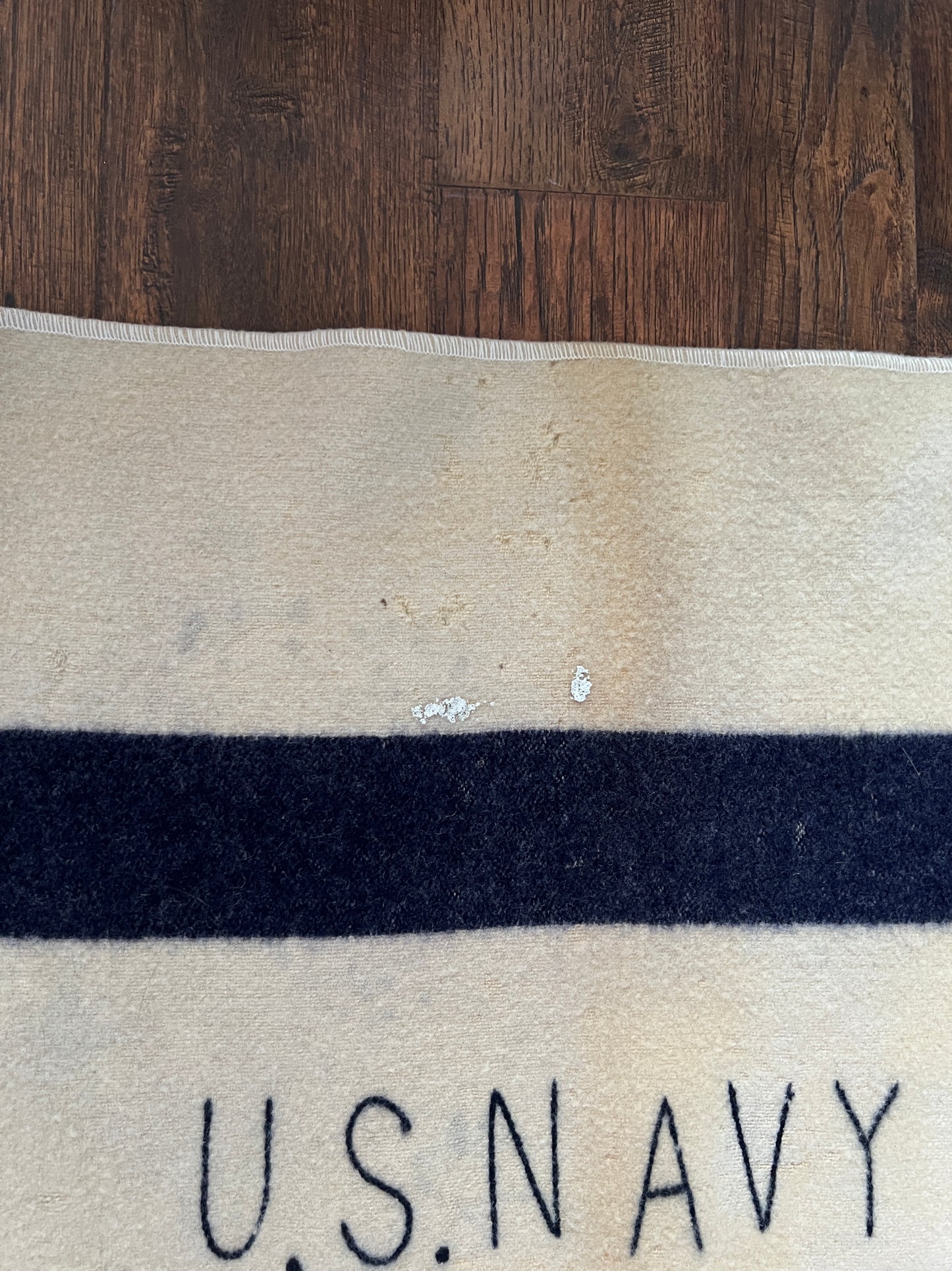 Vintage Military Issue Wool Blanket – WWII US Navy Blue Stripe