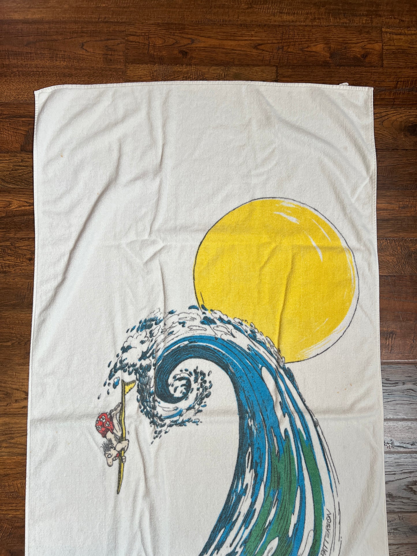 Vintage Linens - Beach Towel - Surfing In Hawaii - Gary Patterson - Thought Factory - 1980
