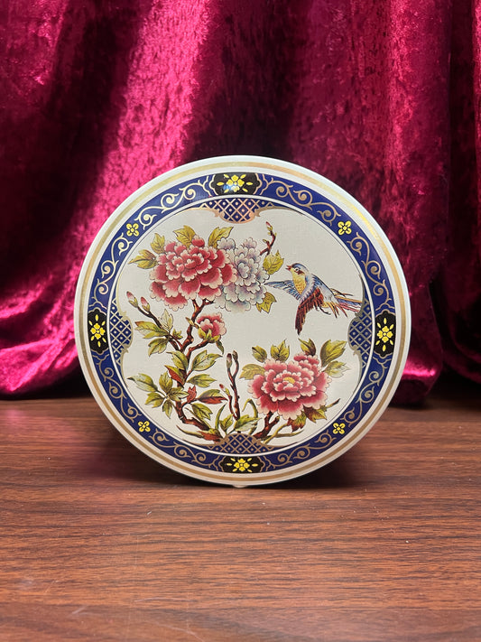 Vintage Kitchen - Metal Tea Storage Tin - Bluebird In the Flower Bush - Tin Box Company of America - 1987
