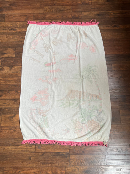 Vintage Linens - Terrycloth Beach Towel - Map of Hawaii - Miami Originals