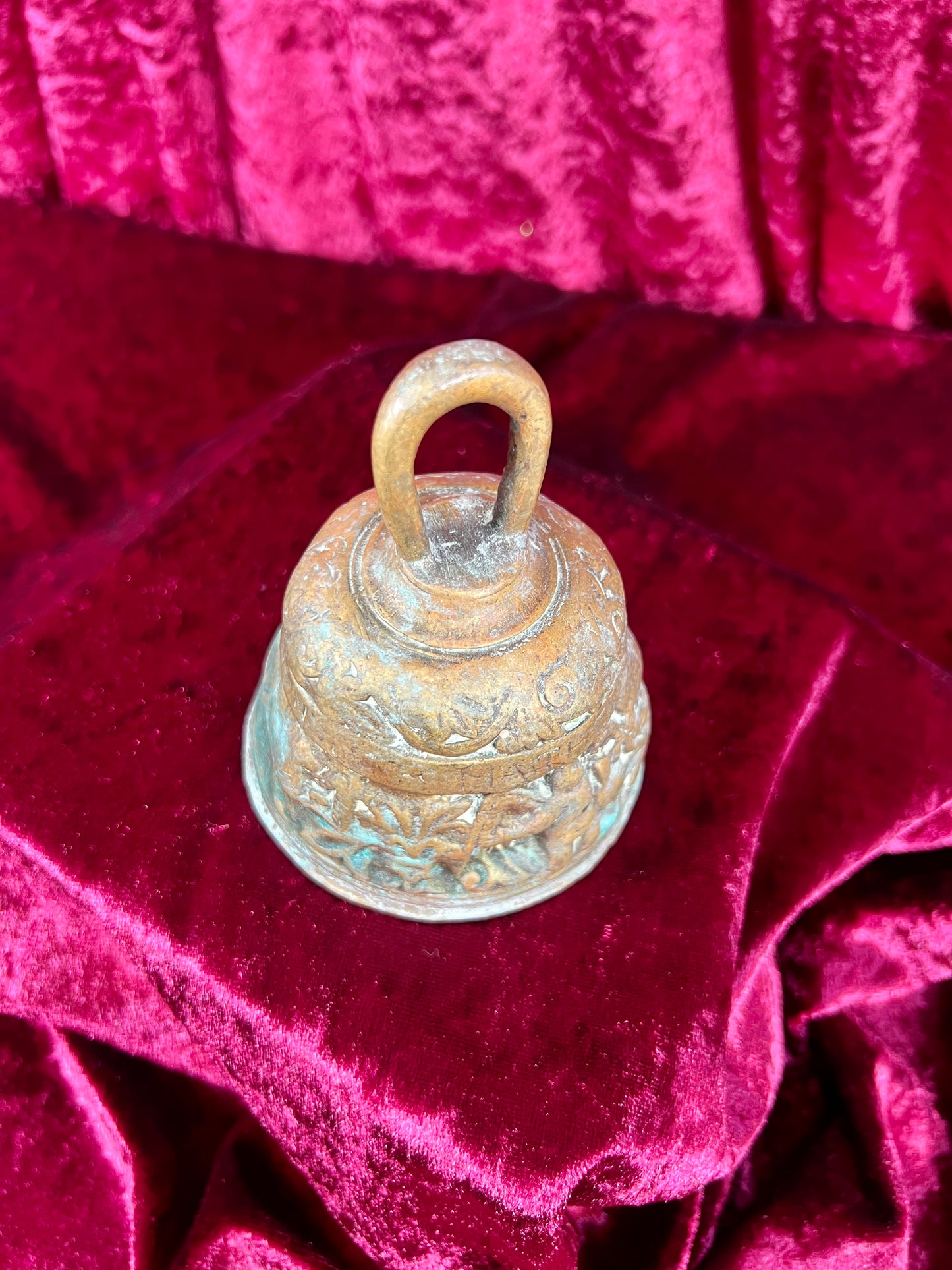Vintage Religio - Antique Brass Sanctuary Bell - Raised Relief of The Twelve Apostles