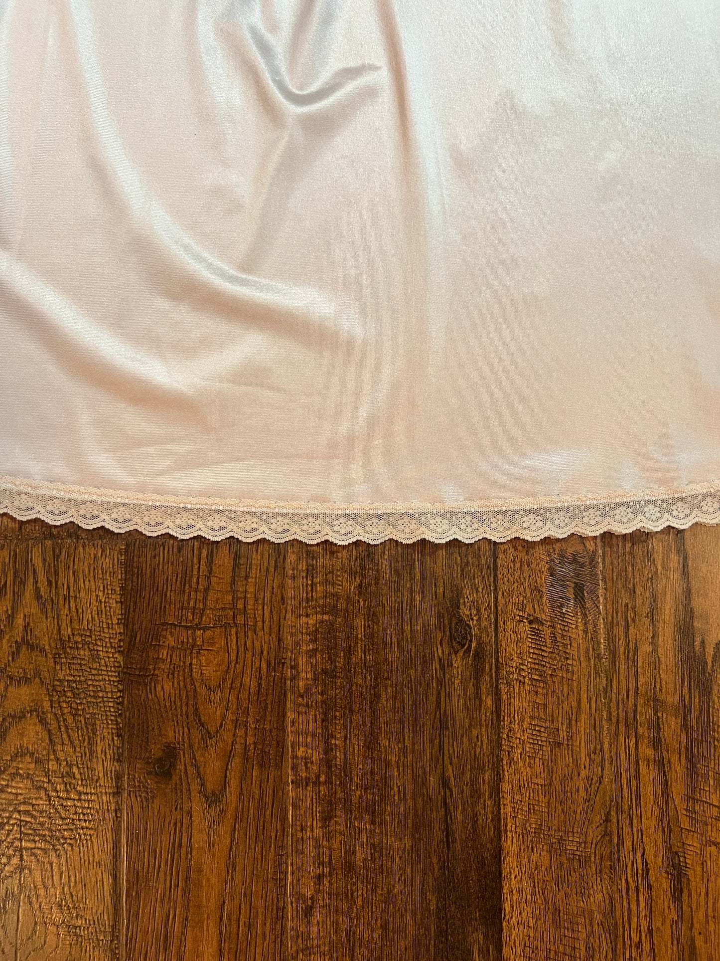 Vintage Clothing - Ankle Length Pink Skirt Slip with Lace Edge - Size Small