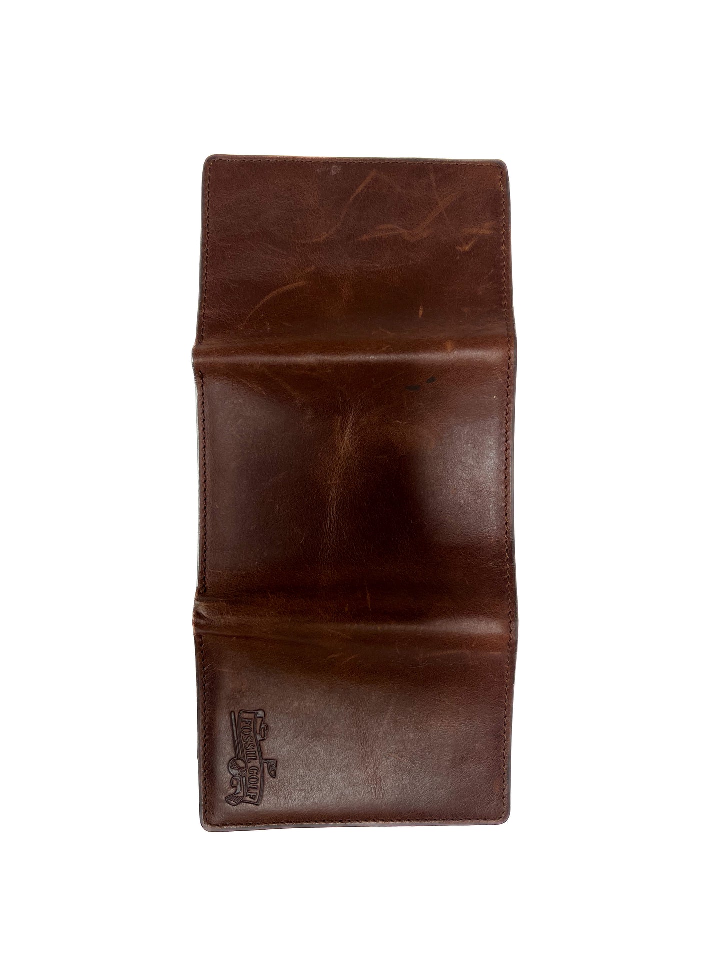 Vintage Wallet - Genuine Leather Trifold - Brown - Embossed Logo - Fossil