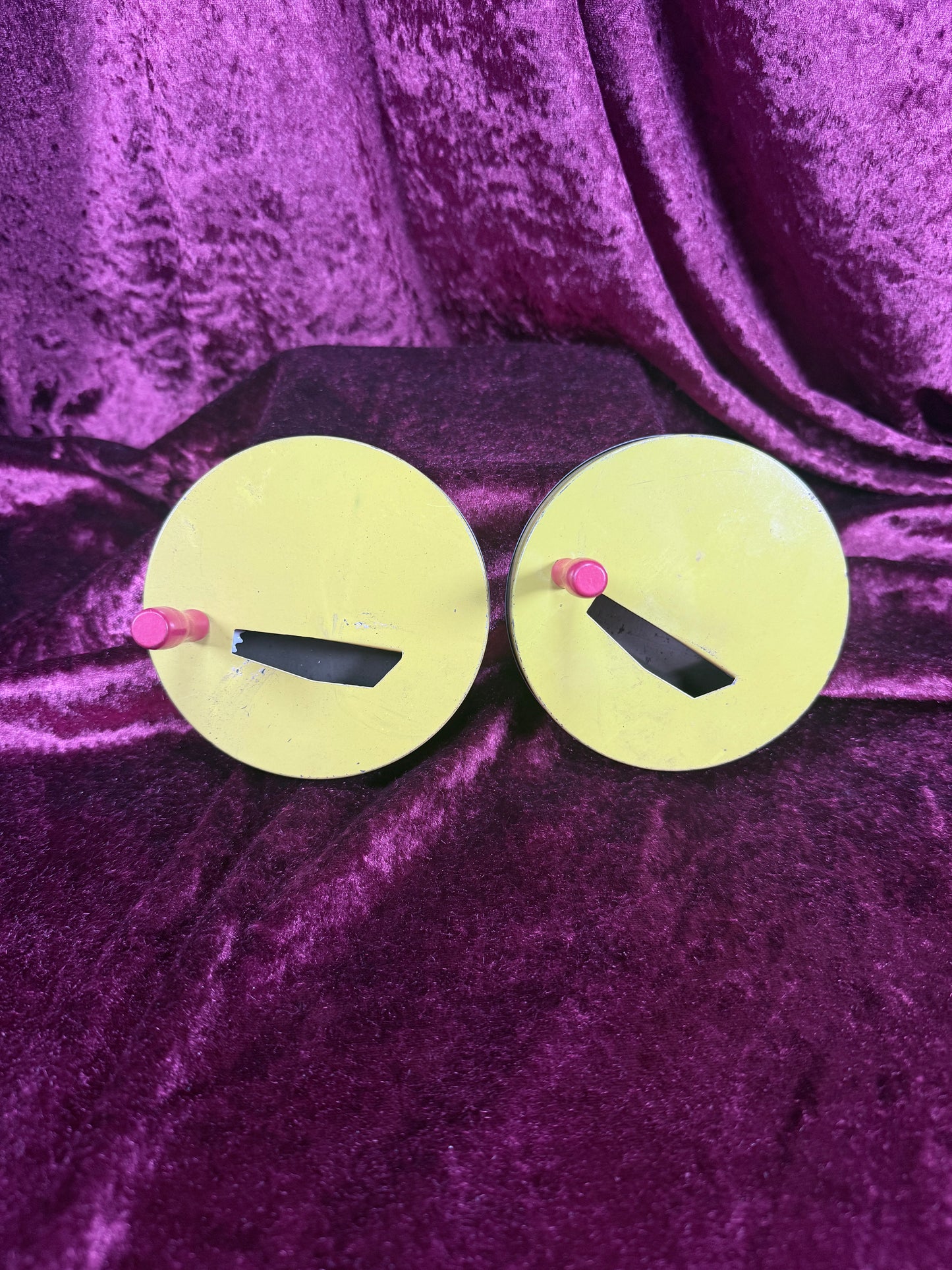 Vintage Tin Ratchet Noisemaker Set – T. Cohn Clown Party Crank Pair