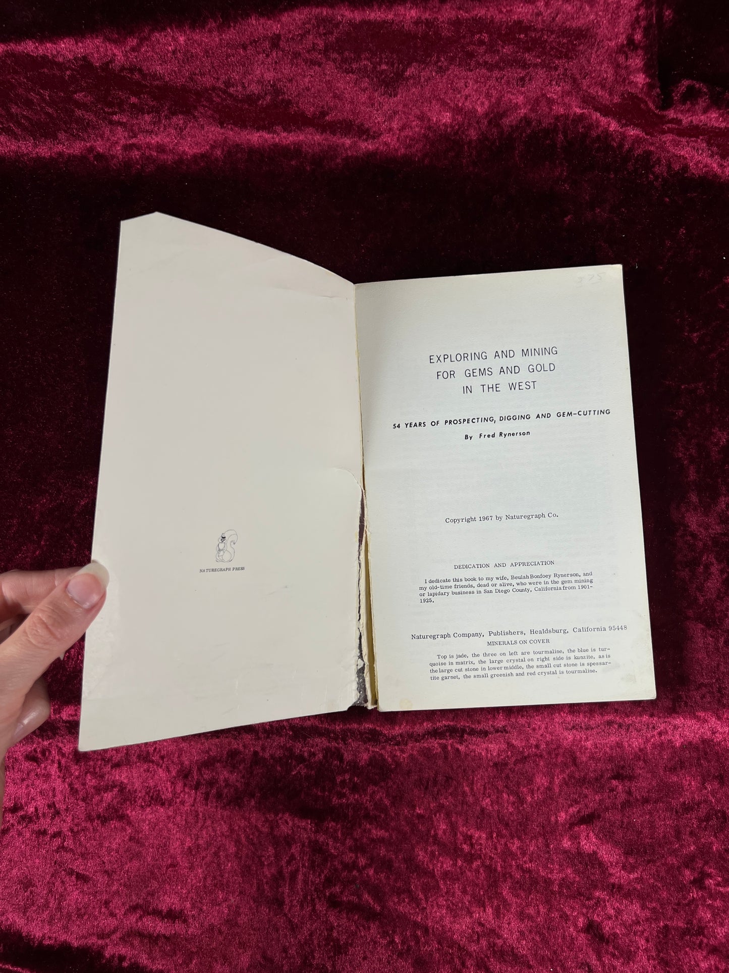 Vintage Paperback Book – Exploring And Mining For Gems And Gold In The West Rynerson