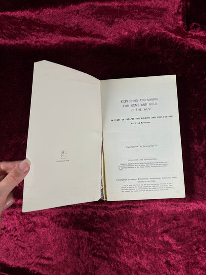 Vintage Paperback Book – Exploring And Mining For Gems And Gold In The West Rynerson