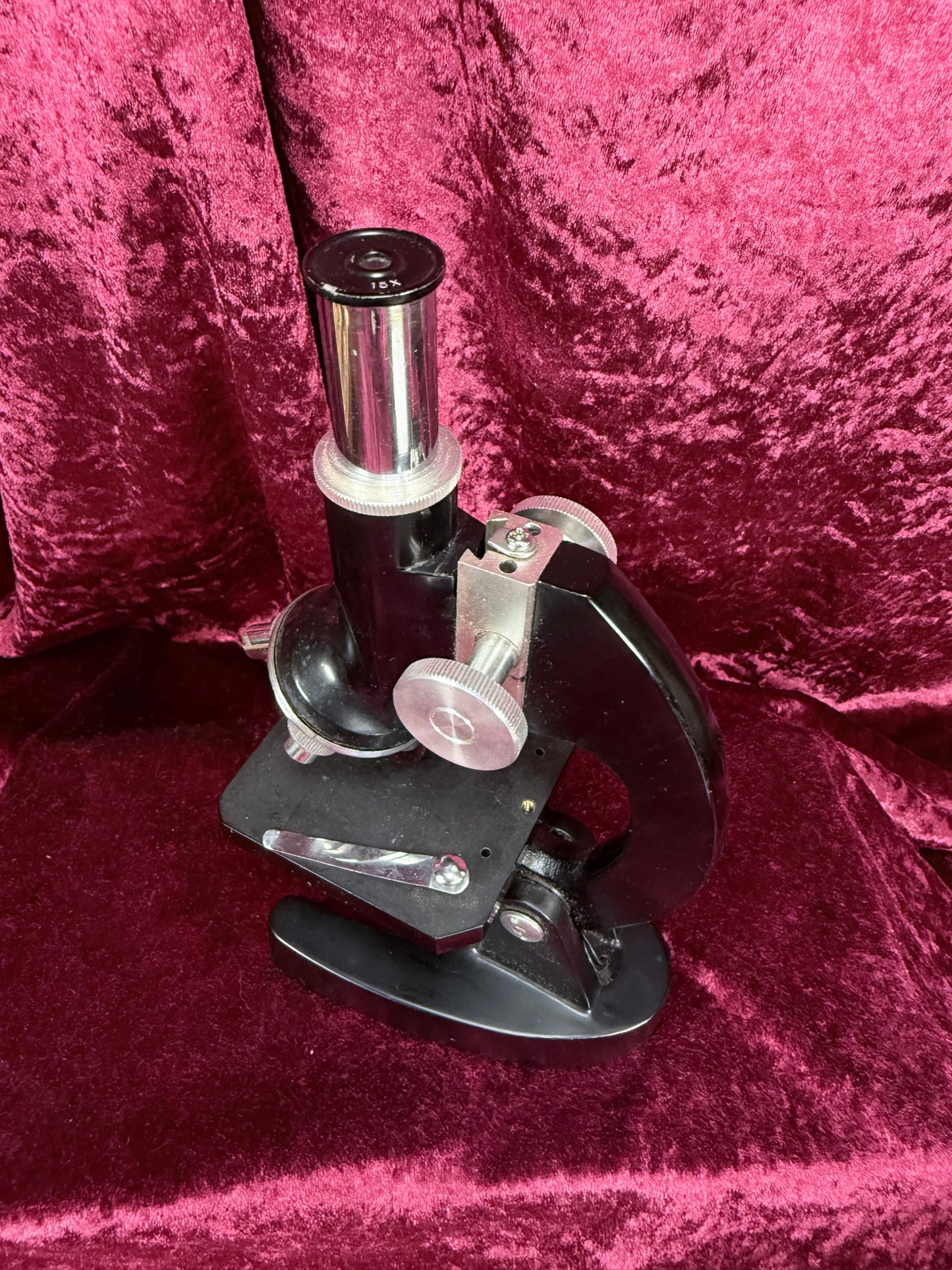 Vintage Tasco Metal Microscope Set – Complete Japanese Student Science Kit with 3 Prepared Slide Collections