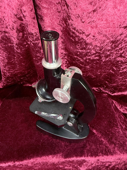 Vintage Tasco Metal Microscope Set – Complete Japanese Student Science Kit with 3 Prepared Slide Collections