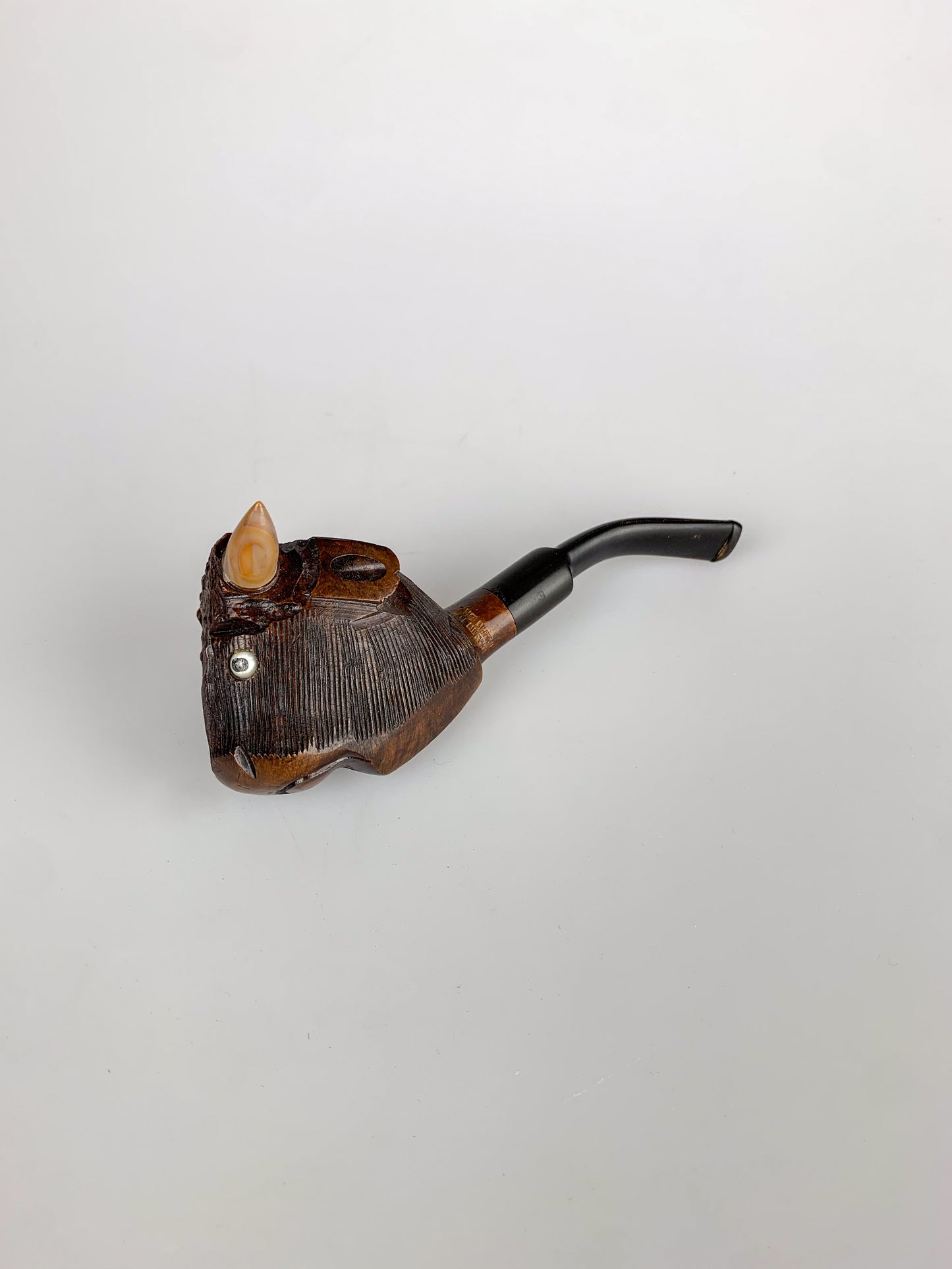 Vintage Italian Hand Carved Bull Briar Wood Pipe