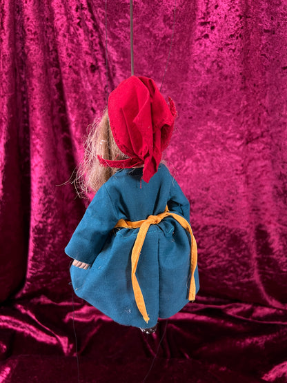 Vintage Marionette Puppet - Ugly Witch Character Folk Art