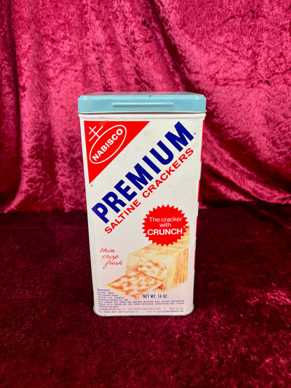 Vintage Kitchen Canister - Nabisco Premium Saltine Cracker Tin - 14 Oz