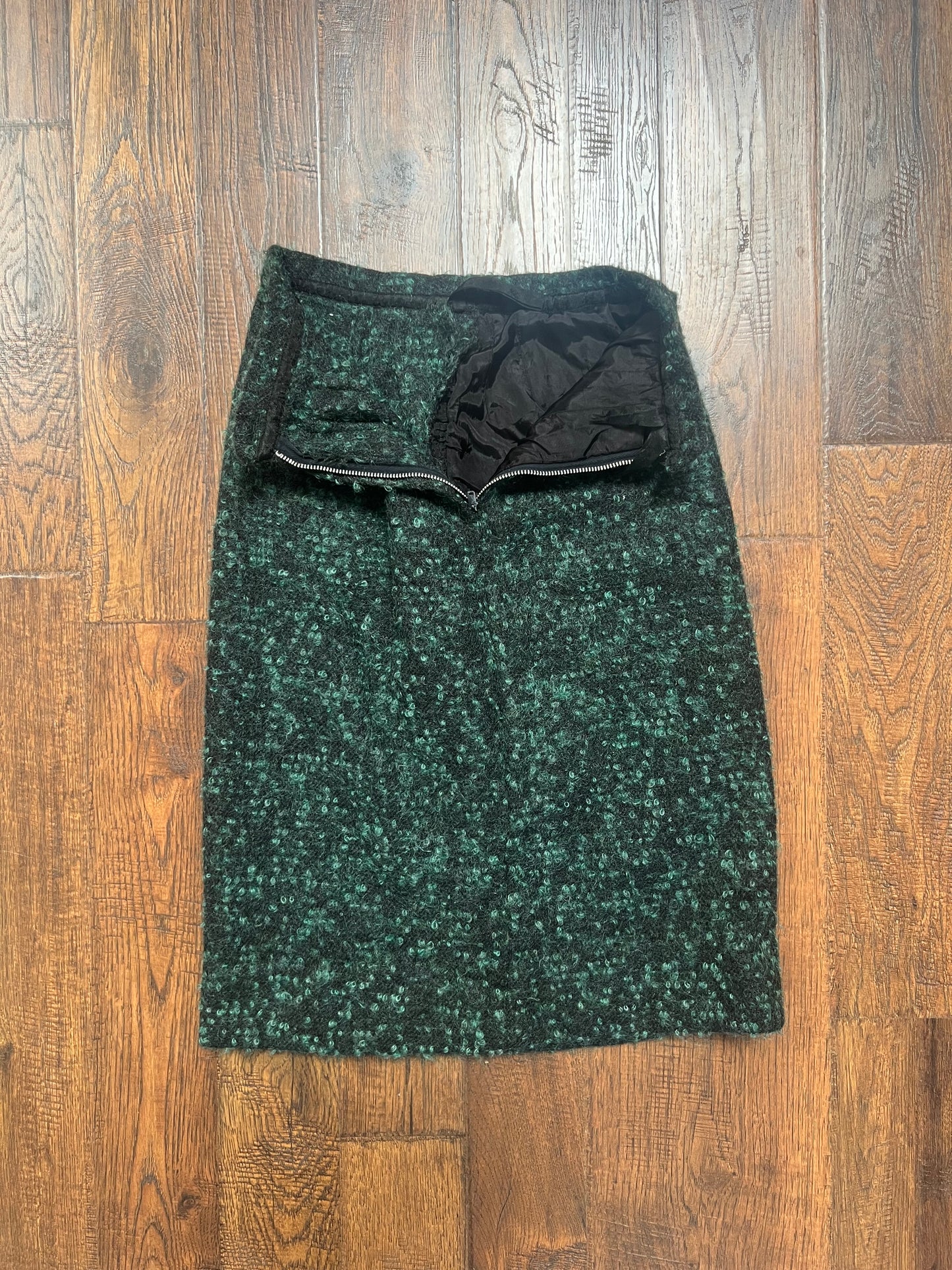 Vintage Clothing - Mod Boucle Pencil Skirt - Forest Green - Handmade - X-Small